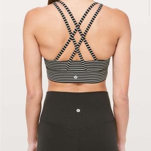 Lululemon energy bra long line. Mod stripe black white size 4 like new